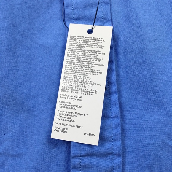 Tommy Hilfiger Blue Dress Shirt Button TH Logo A55 - Picture 3 of 5